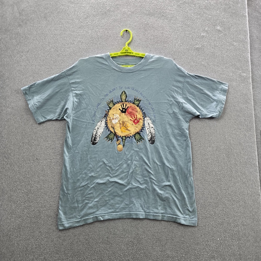 Kevin Thunderhorse Wright Men Shirt XL Blue Graphic Turtle Short Sleeve READ